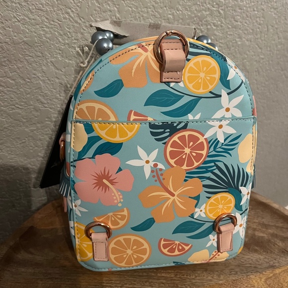 Loungefly Tropical Lemon Floral Convertible Mini Backpack/Crossbody Bag - Picture 2 of 2